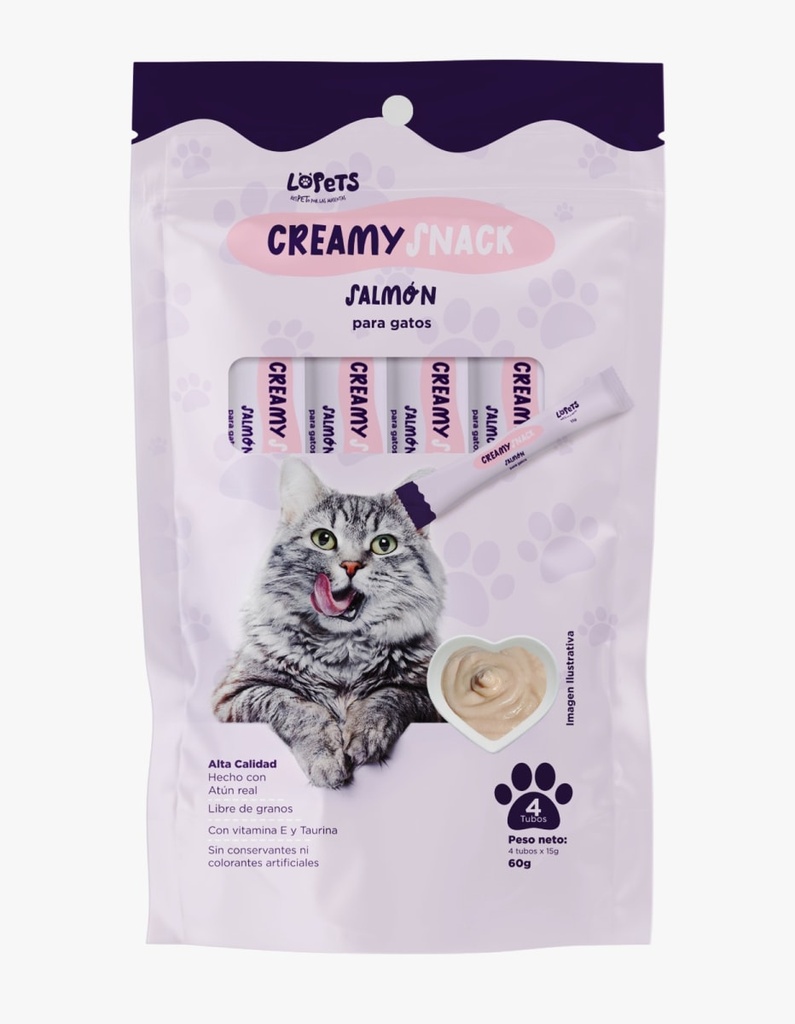 [PH-COM0004] LOPETS CREAMY SNACK ATUN SALMON PARA GATOS X 60G X (4UND)