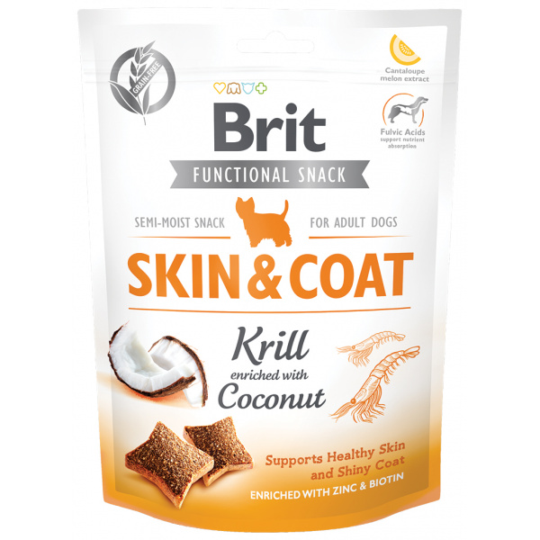 BRIT CARE DOG FUNCTIONAL SNACK SKIN & COAT KRILL 150 GR