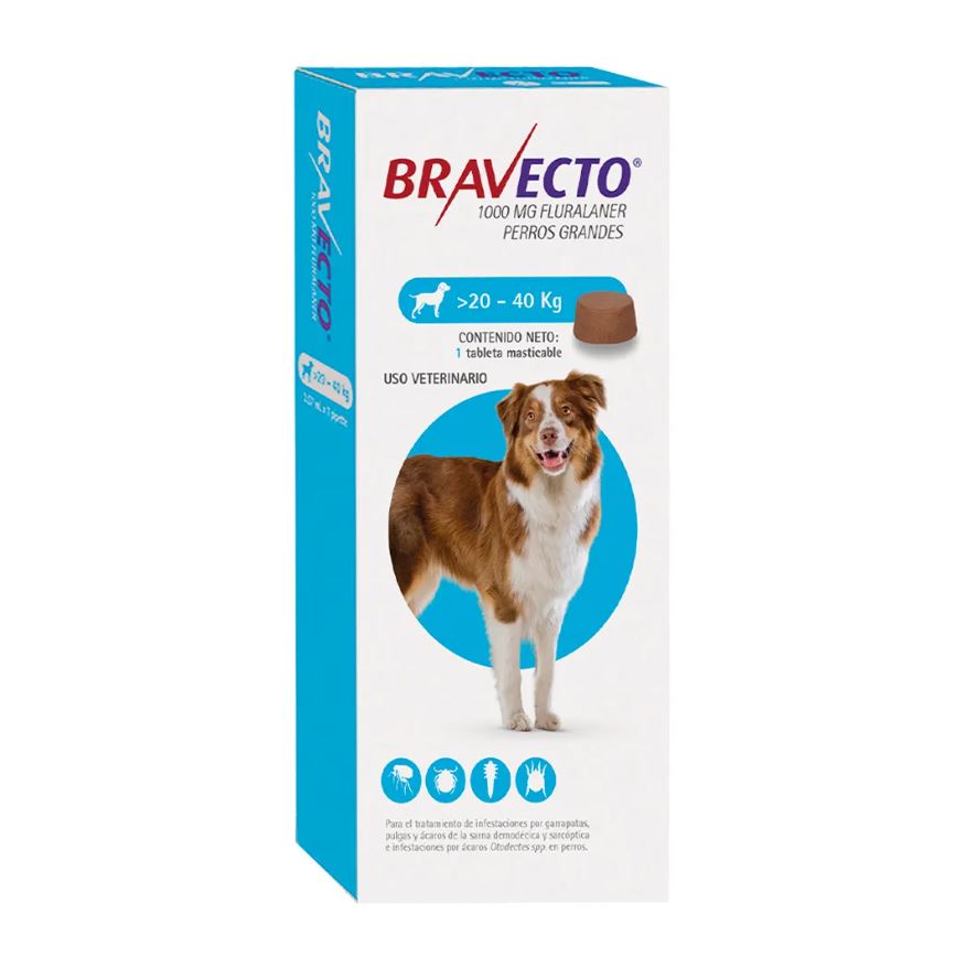 [PH-FAR0003] BRAVECTO 20 A 40 KG - CONTROL DE PULGAS, GARRAPATAS Y ÁCAROS