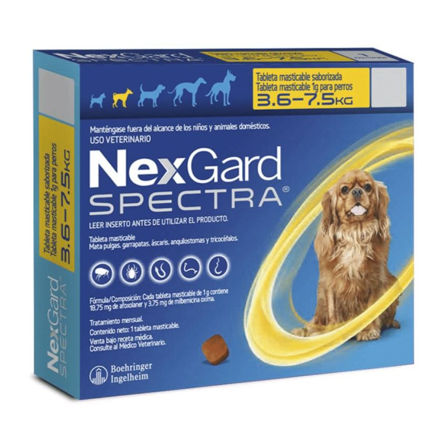 NEXGARD SPECTRA DE 3.6 A 7.5 KG PASTILLA X UND