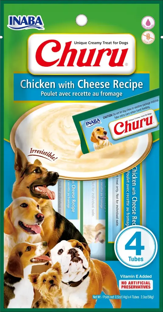 CHURU DOG CHICKEN/CHEESE 14GR/4 TUBES