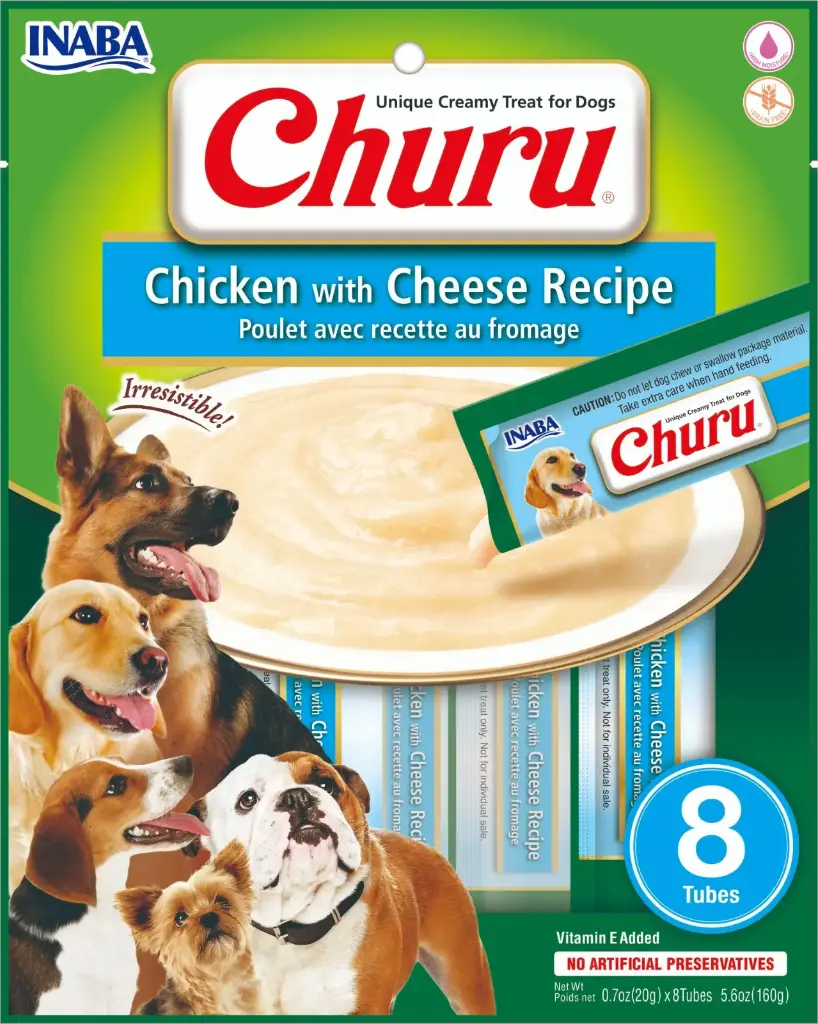 CHURU DOG CHICKEN/CHEESE 20GR/8 TUBES